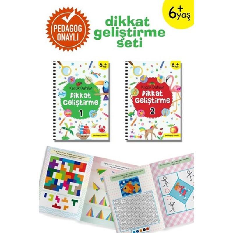 Küçük Dahiler Dikkat Geliştirme Seti - 6+ Yaş - 2 Kitap Takım