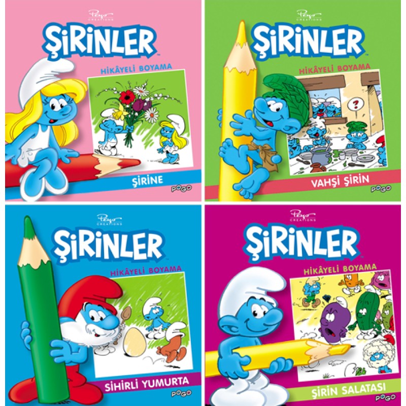 Şirinler Hikayeli Boyama Seti - 4 Kitap Takım Şirinler Hikayeli Boyama Seti - 4 Kitap Takım