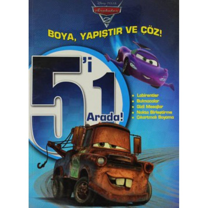 Disney Arabalar: 5'i 1 Arada Boya Yapıştır ve Çöz Disney Arabalar: 5'i 1 Arada Boya Yapıştır ve Çöz