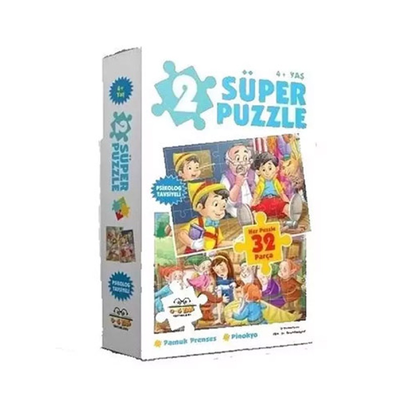 2 Süper Puzzle Pamuk Prenses - Pinokyo 32 Parça 2 Süper Puzzle Pamuk Prenses - Pinokyo 32 Parça