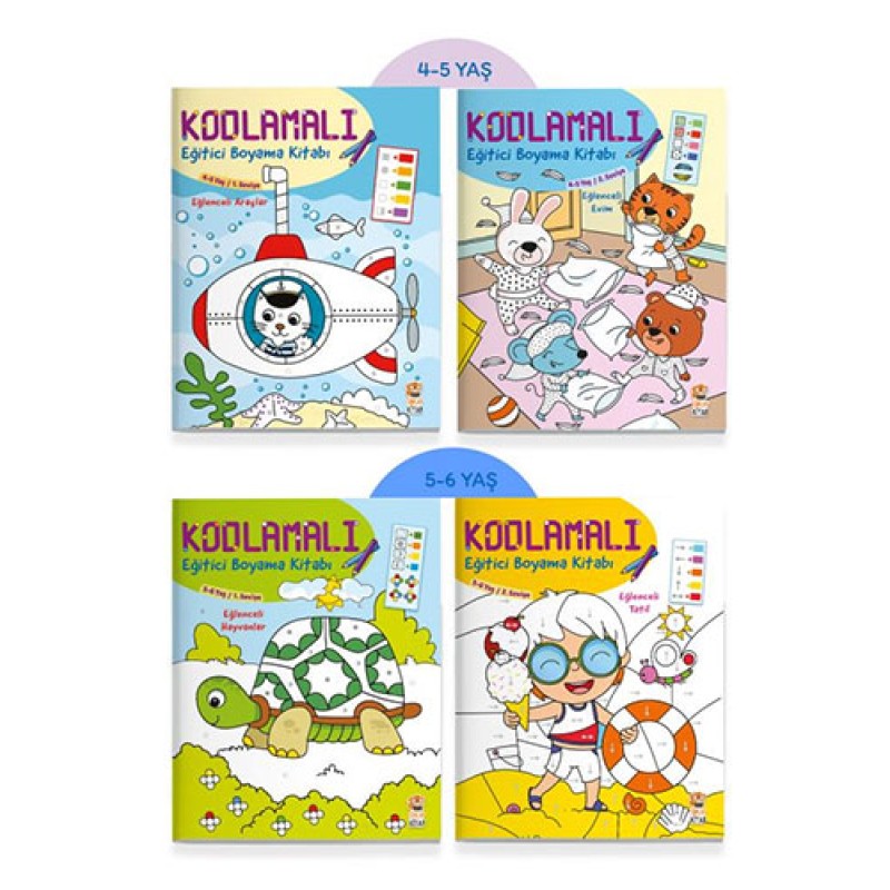 Kodlamalı Eğitici Boyama Kitabı 4-6 Yaş (4 Kitap Takım)