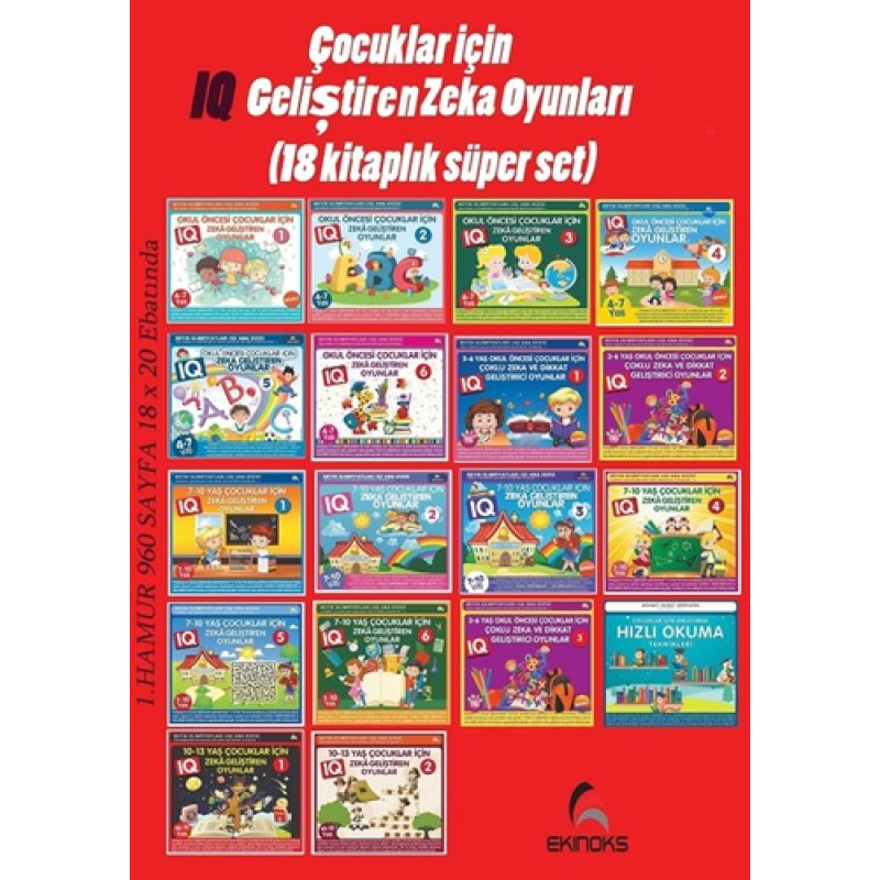 Çocuklar İçin IQ Geliştiren Zeka Oyunları - 18 Kitaplık Süper Set