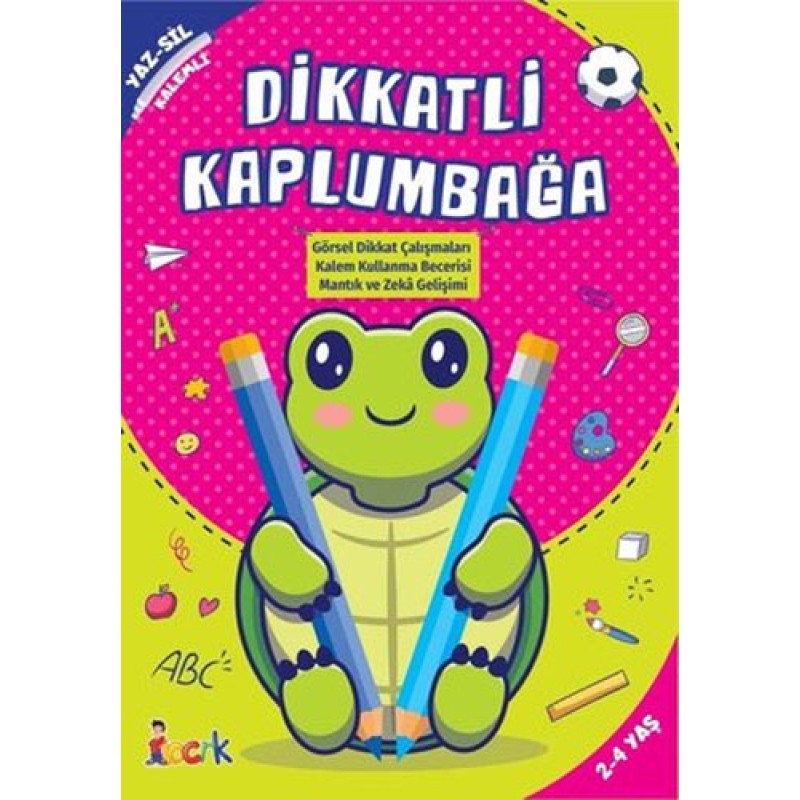 Dikkatli Kapumbağa - Yaz-Sil Kalemli (2-4 Yaş)