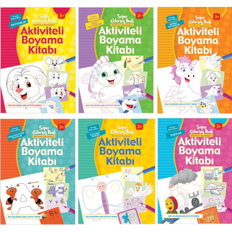 Aktiviteli Boyama Kitapları Seti 2 - 6 Kitap Takım Aktiviteli Boyama Kitapları Seti 2 - 6 Kitap Takım