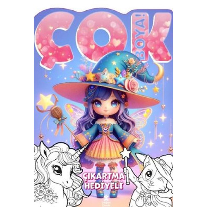 Çok Boya! Çıkartma Hediyeli - Sihir - Dev Boyama Kitabı