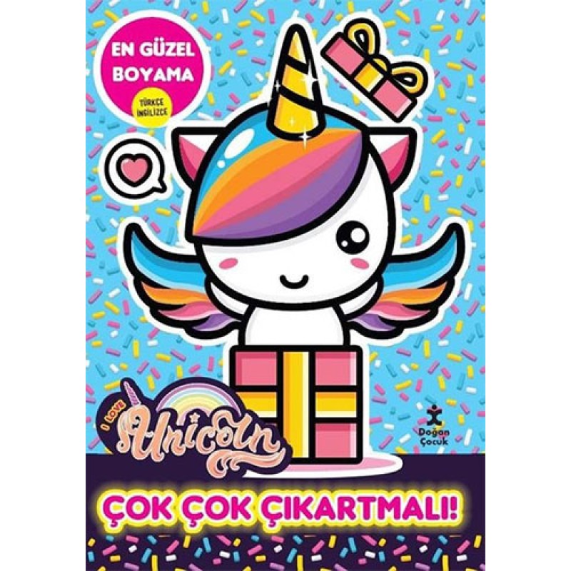 I Love Unicorn En Güzel Boyama - Çok Çok Çıkartmalı!