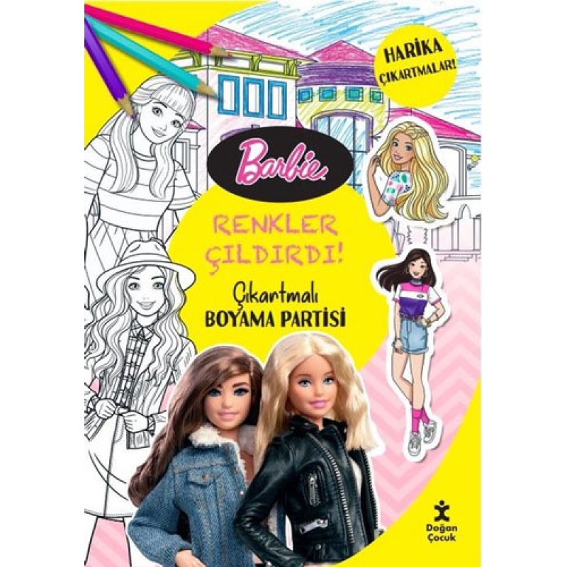 Barbie Renkler Çıldırdı! Çıkartmalı Boyama Partisi Barbie Renkler Çıldırdı! Çıkartmalı Boyama Partisi