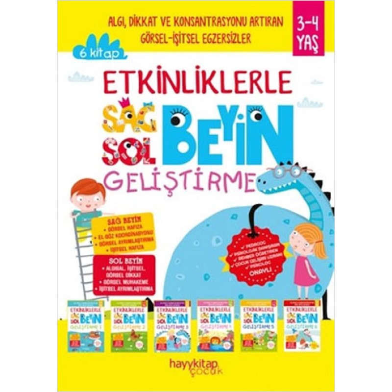 Etkinliklerle Sağ Beyin Sol Beyin Geliştirme - 6 Kitap Takım (3-4 Yaş)